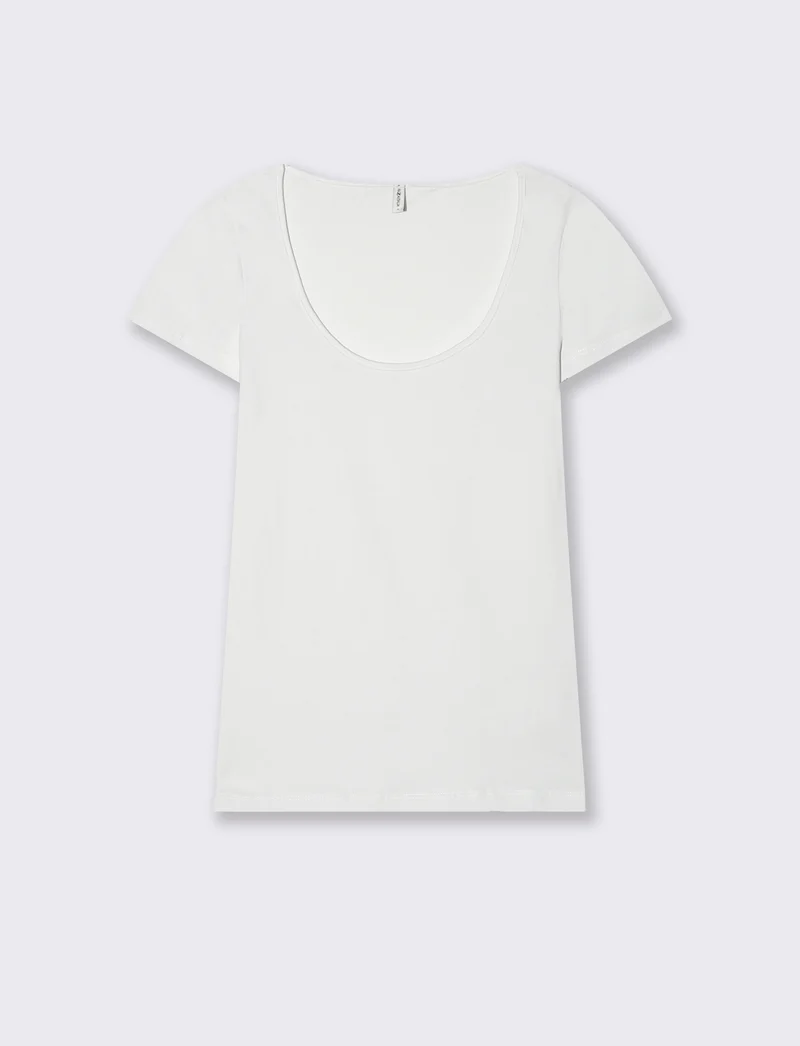 T-shirt basica scollo quadrato da donna - Bianco