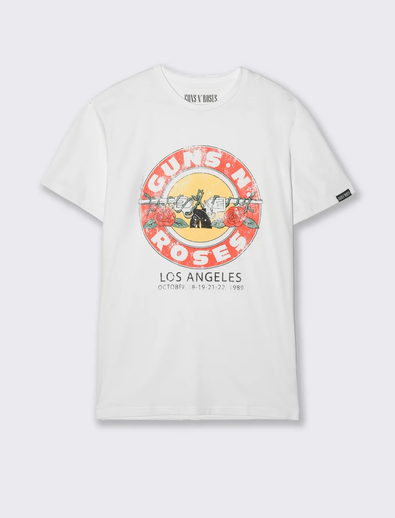 T-shirt stampa guns n' roses da uomo - Bianco
