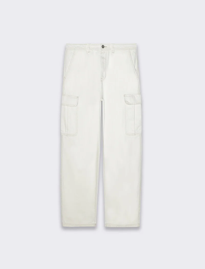 Jeans cargo wide leg fit da uomo - Beige ecru