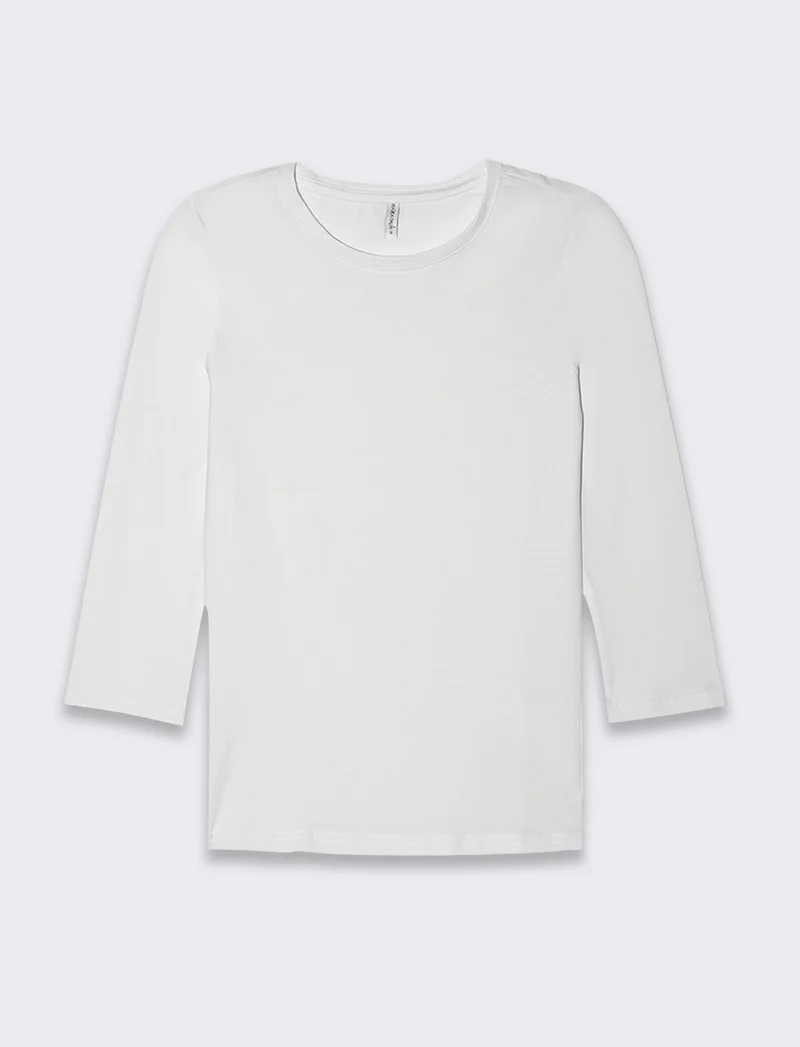 T-shirt basica manica lunga da donna - Bianco