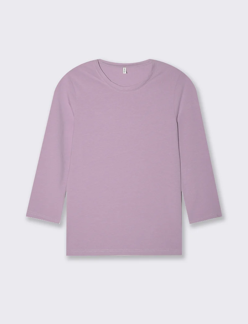 T-shirt basica manica lunga da donna - Lilla