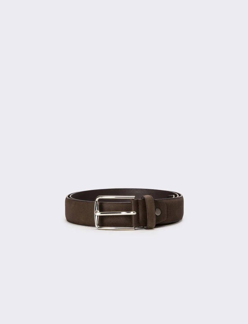 Cintura uomo tessuto mat fibbia cm 3,5 - Marrone
