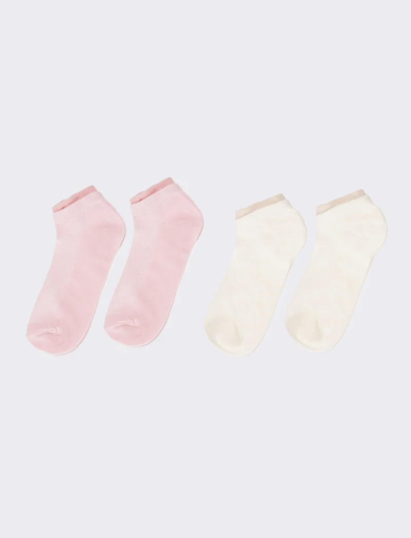 Calzini donna 2 paia con polsino goffrato - Rosa
