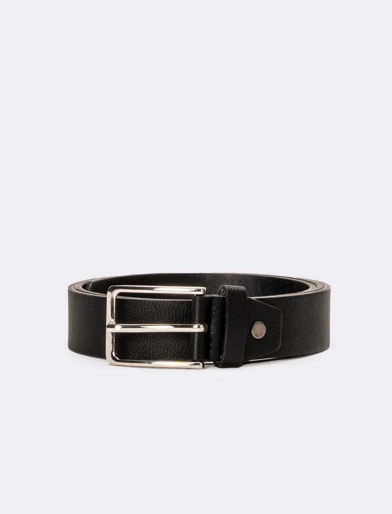 Cintura uomo liscia fibbia 3,5 cm - Nero