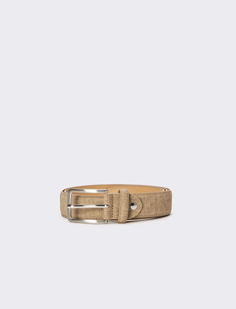 Cintura uomo effetto tessuto - Beige