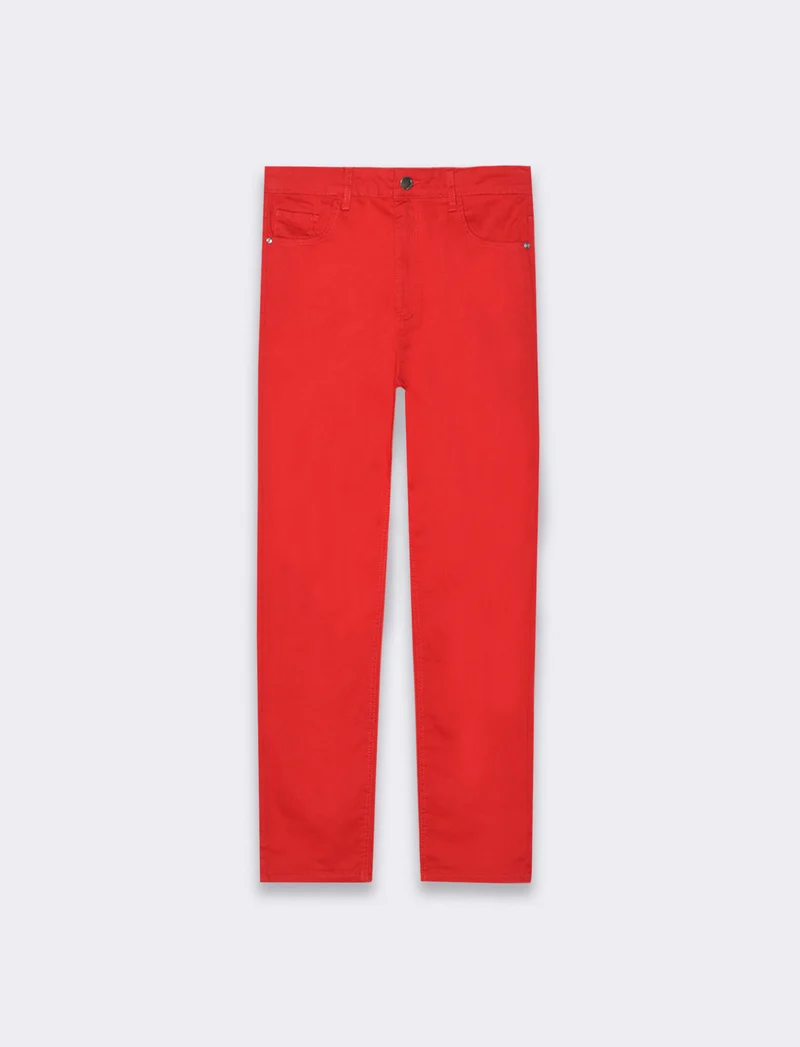 Jeans a pinocchietto da donna - Rosso