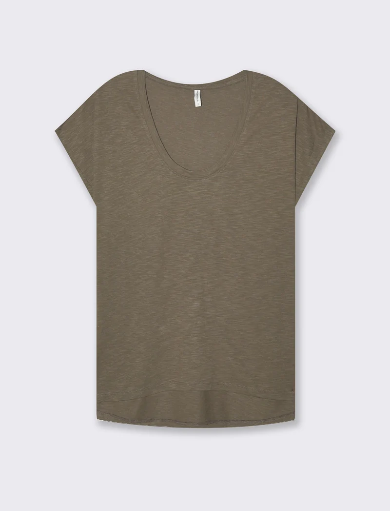 T-shirt con risvolto sulle maniche da donna - Verde salvia