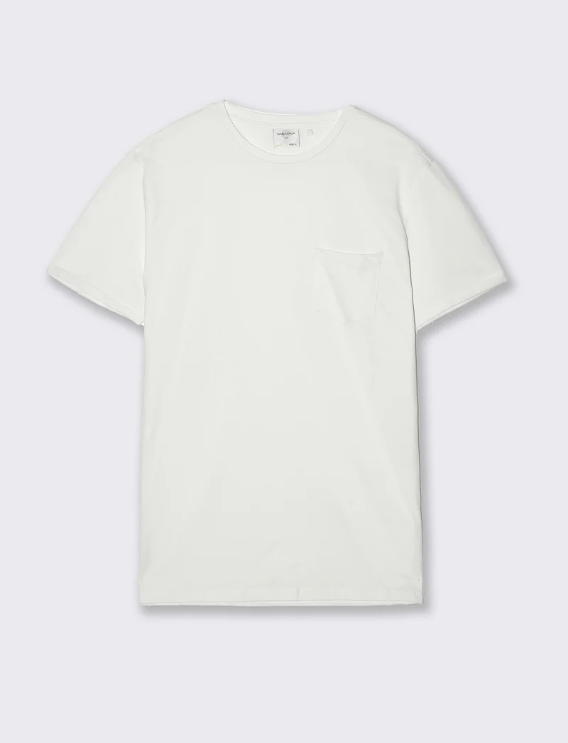 T-shirt basic con tasca da uomo - Bianco