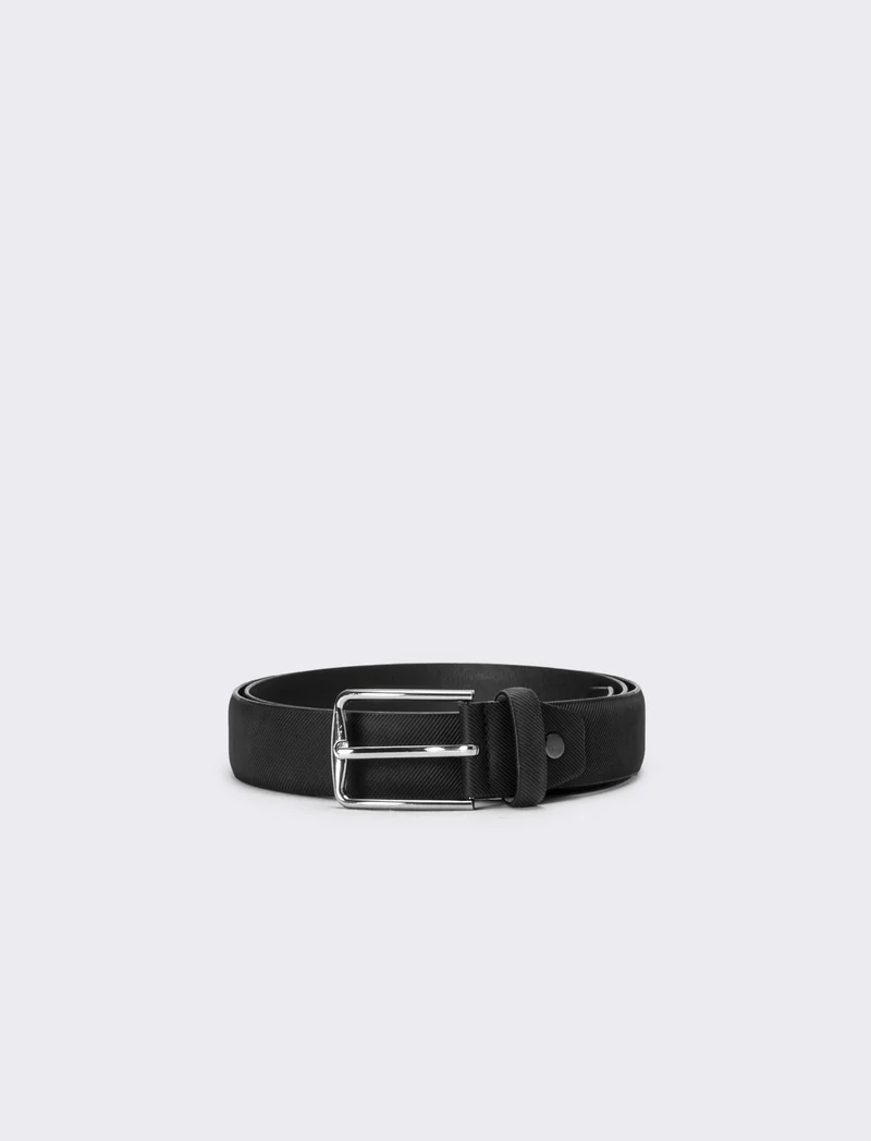 Cintura uomo tessuto mat fibbia cm 3,5 - Nero