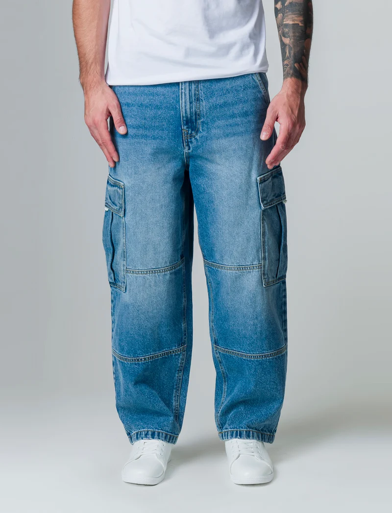Jeans baggy skater cargo da uomo - Denim