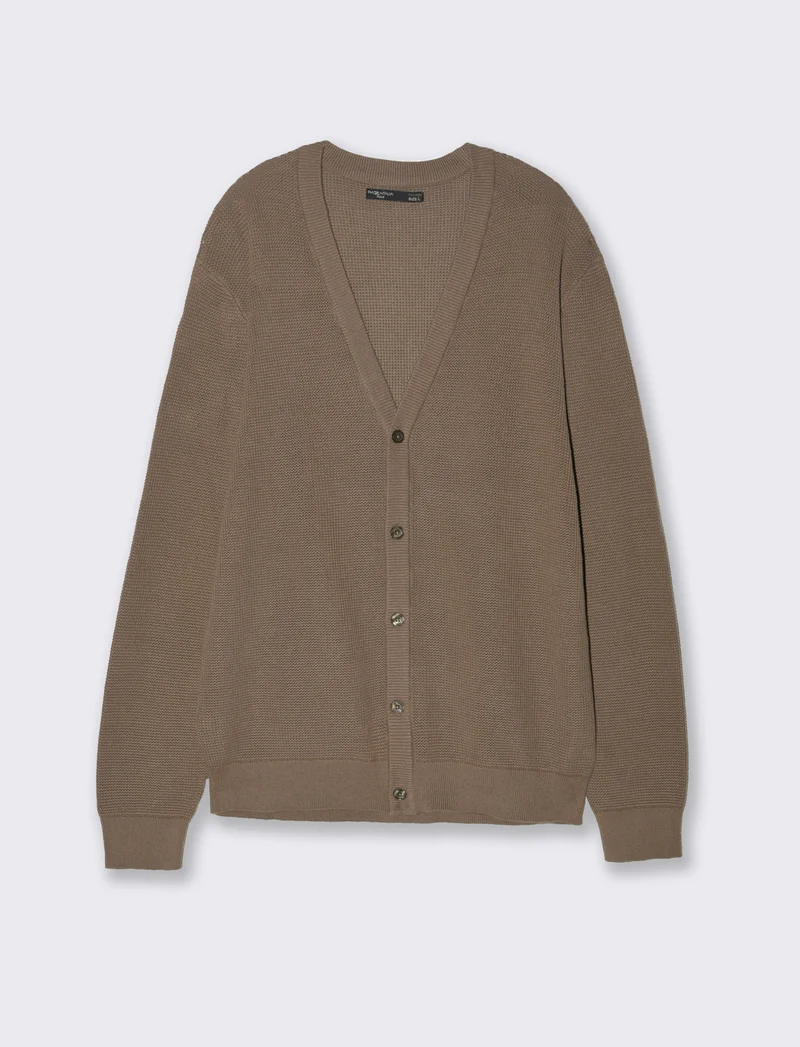 Maglia cardigan strutturata da uomo - Grigio fango