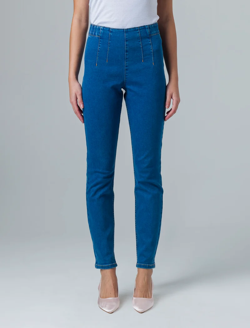 Skinny jeans con elastico in vita da donna - Denim