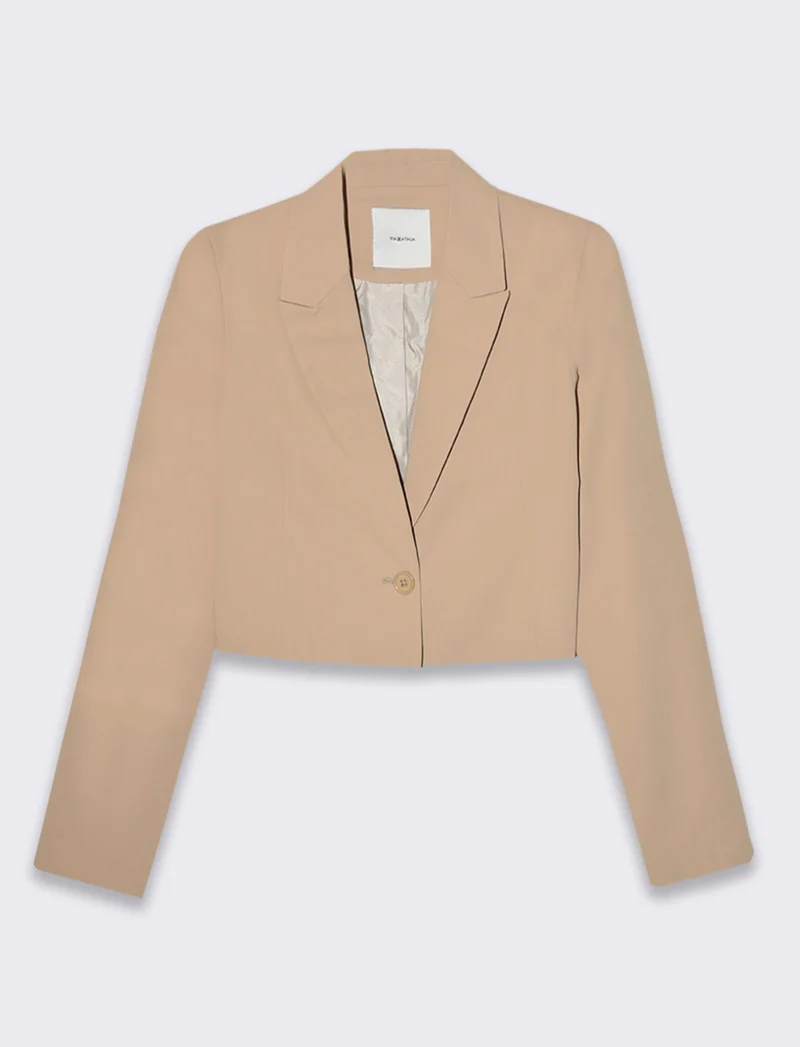 Blazer crop da donna - Beige