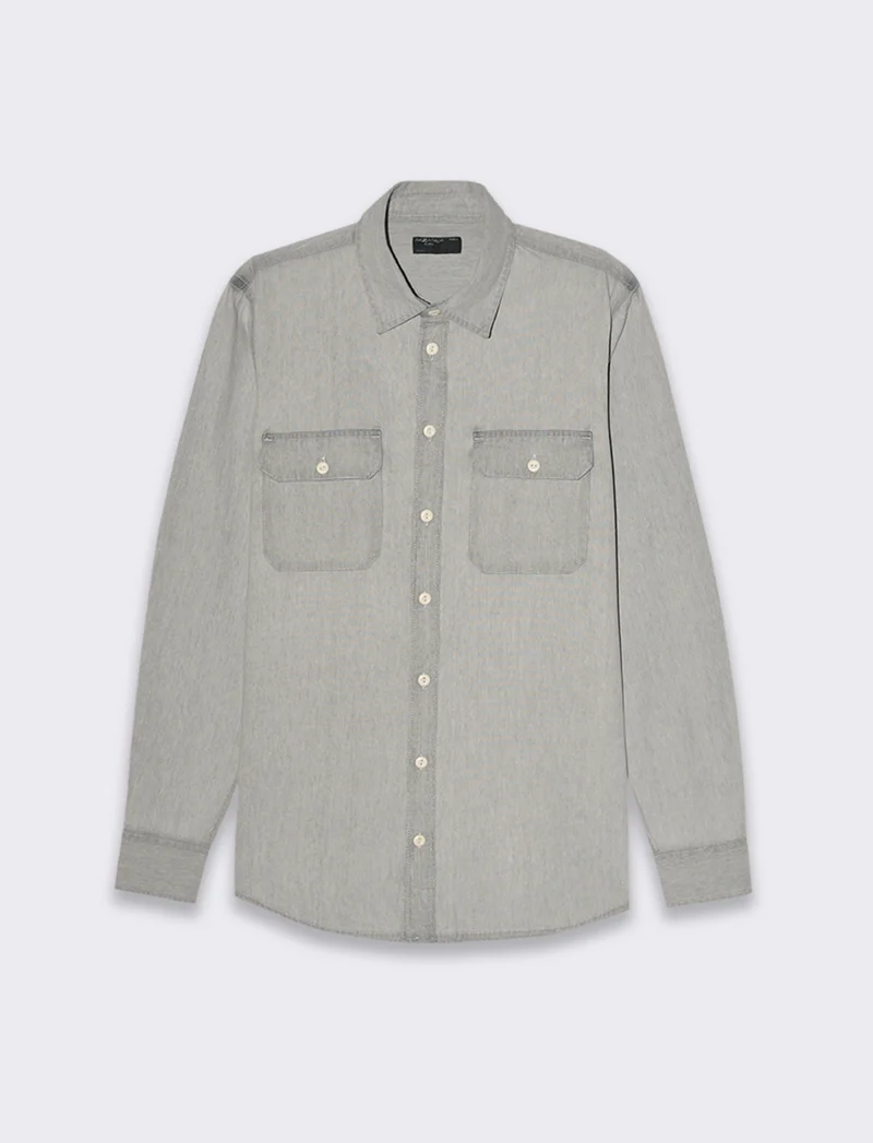 Camicia in denim da uomo - Grigio