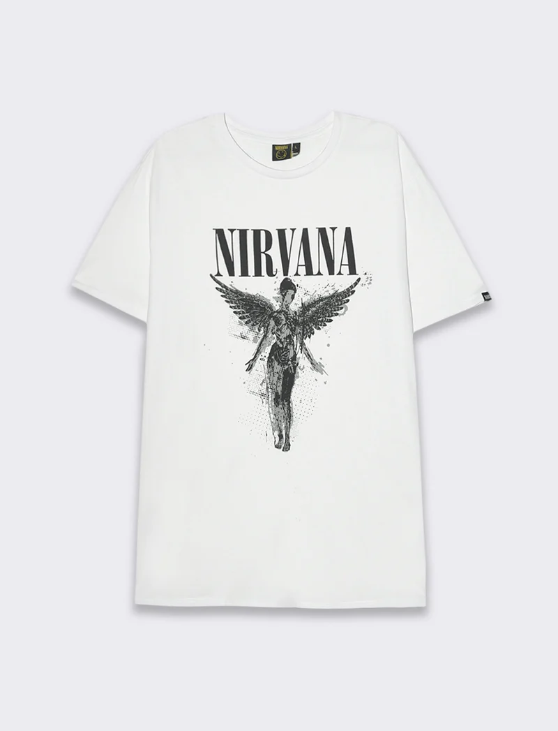 T-shirt stampa nirvana da uomo - Bianco