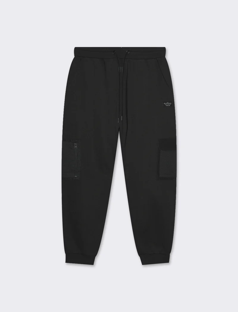 Pantaloni baggy fit in felpa con tasconi da uomo - Nero