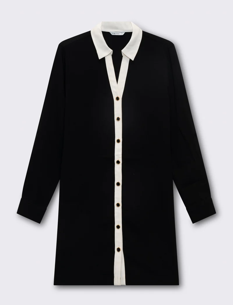 Vestito chemisier corto da donna - Nero