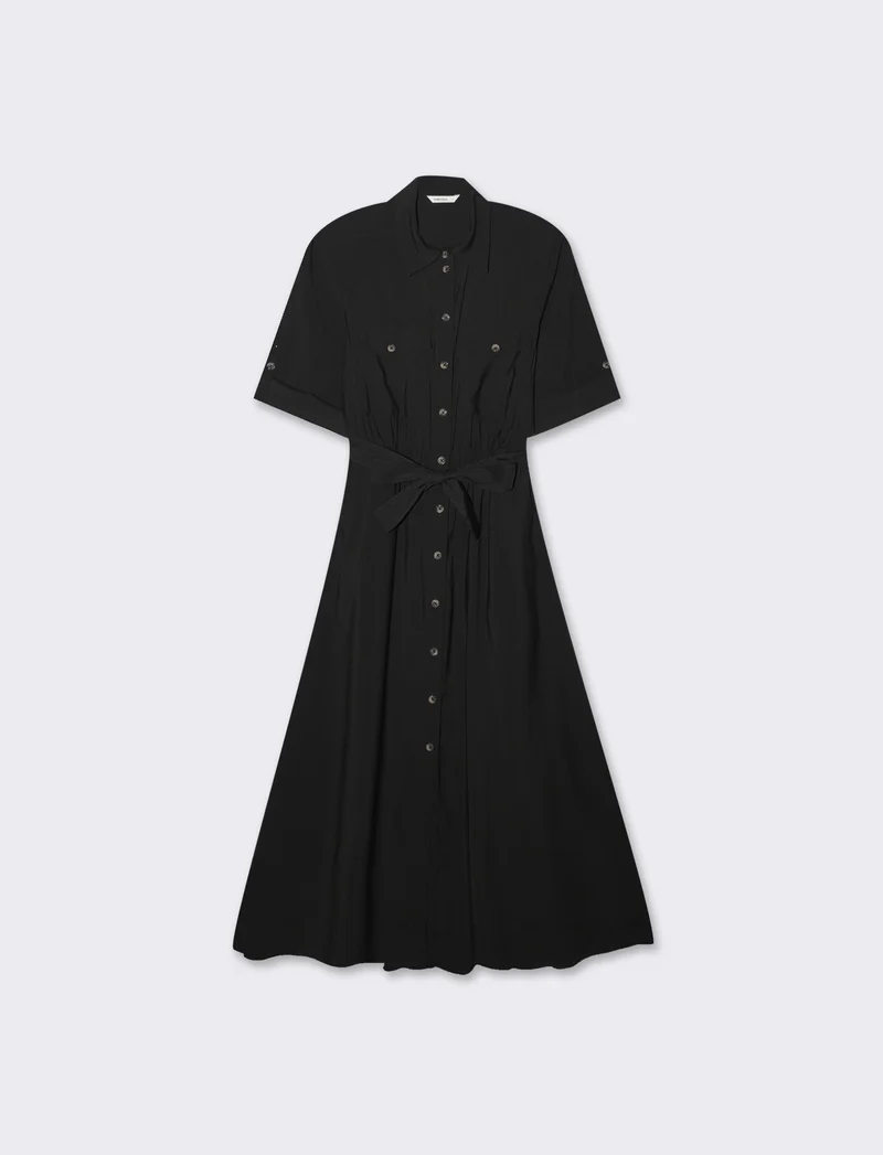 Vestito chemisier con cintura da donna - Nero