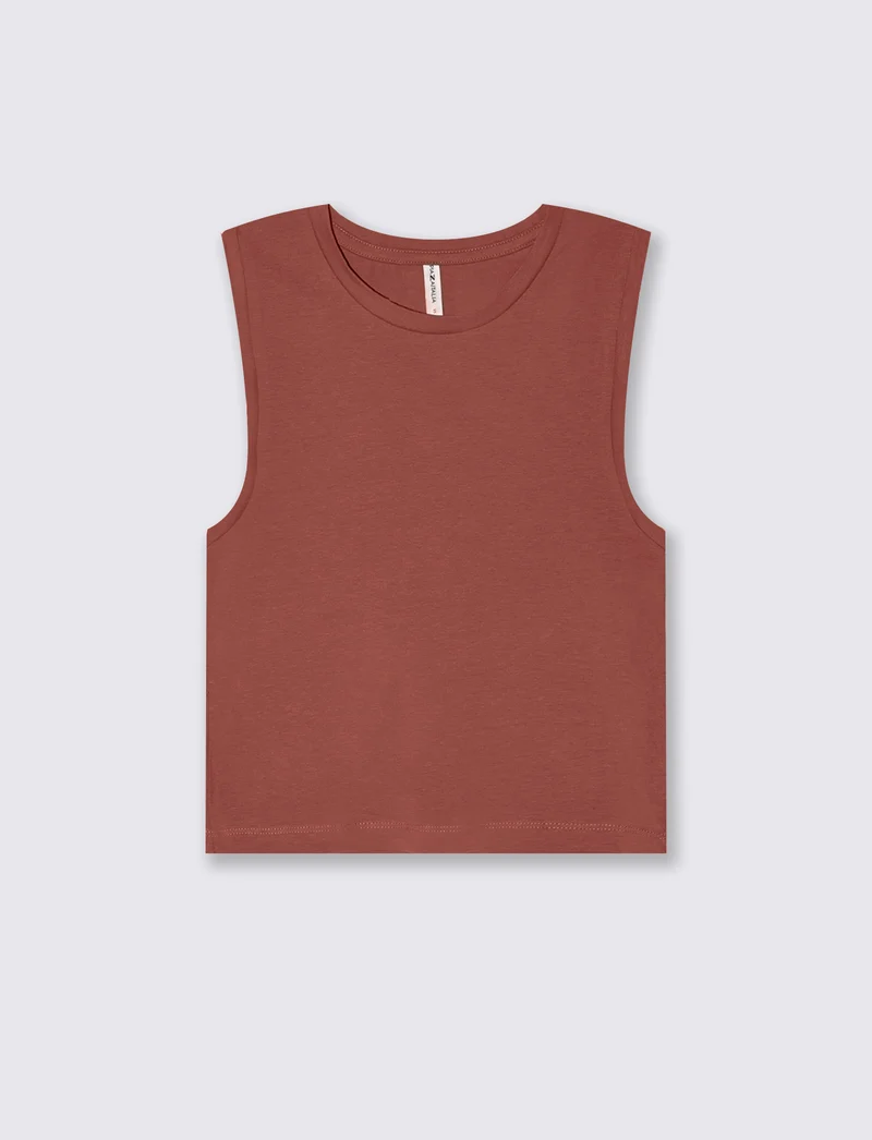 Top canottiera crop da donna - Rosso mattone