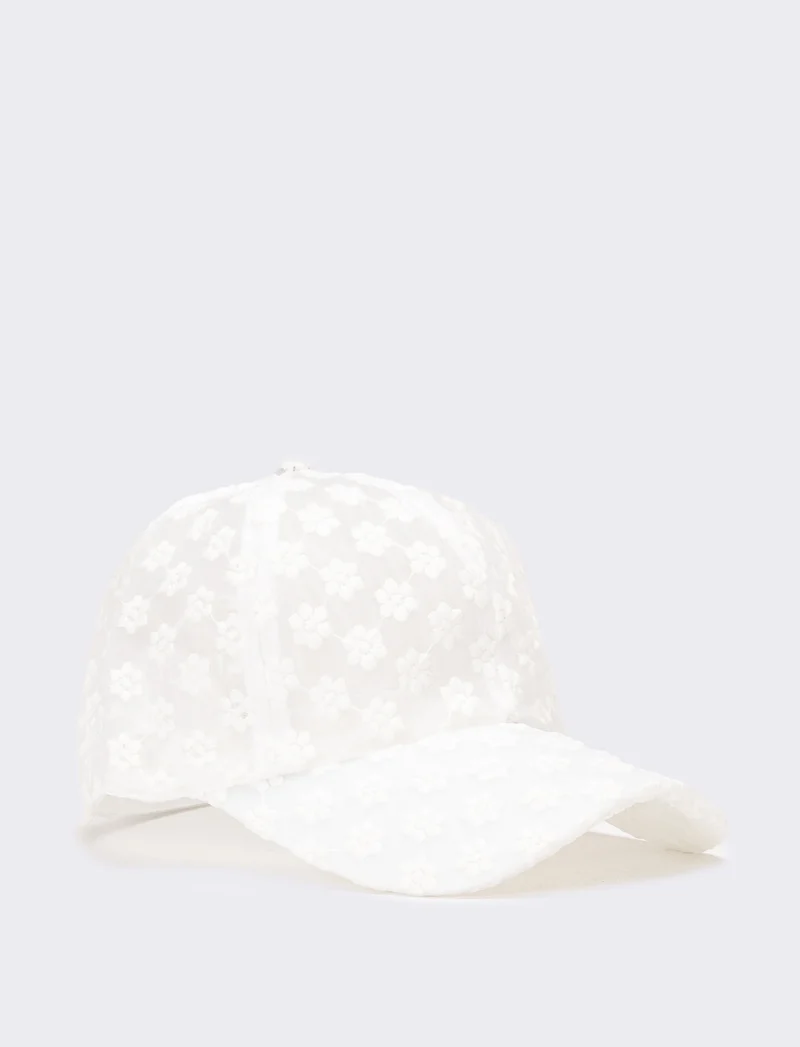 Cappello donna baseball margherite regolabile trasparente - Bianco