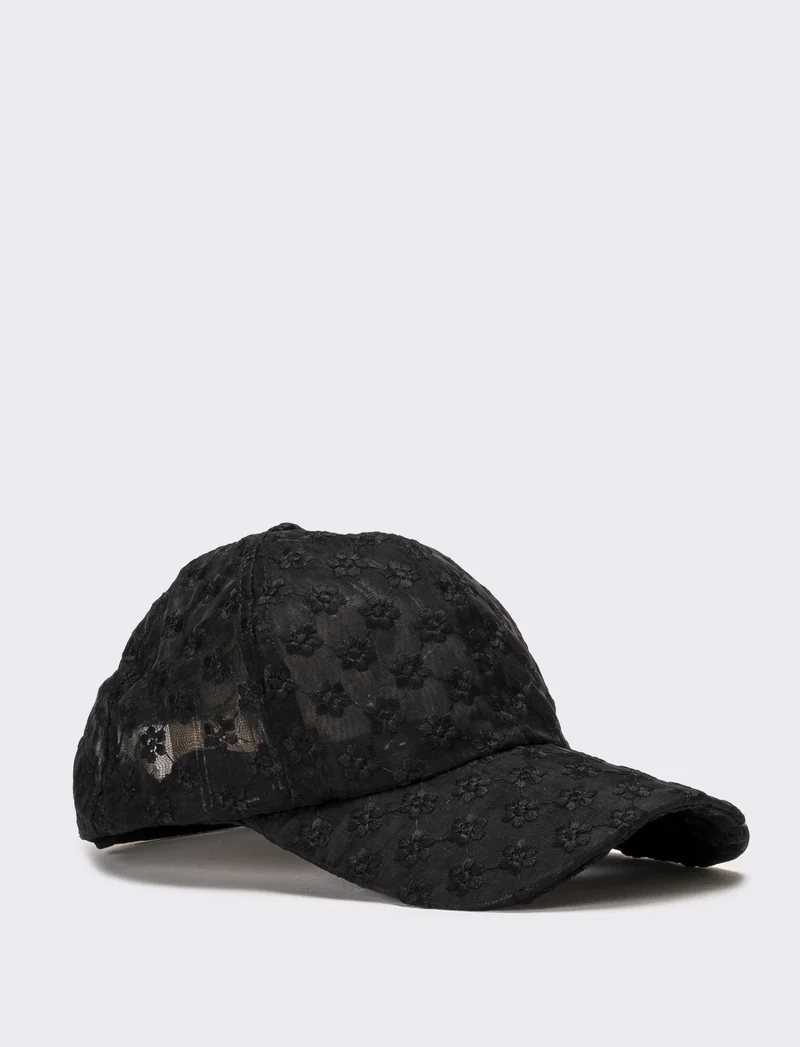 Cappello donna baseball margherite regolabile trasparente - Nero