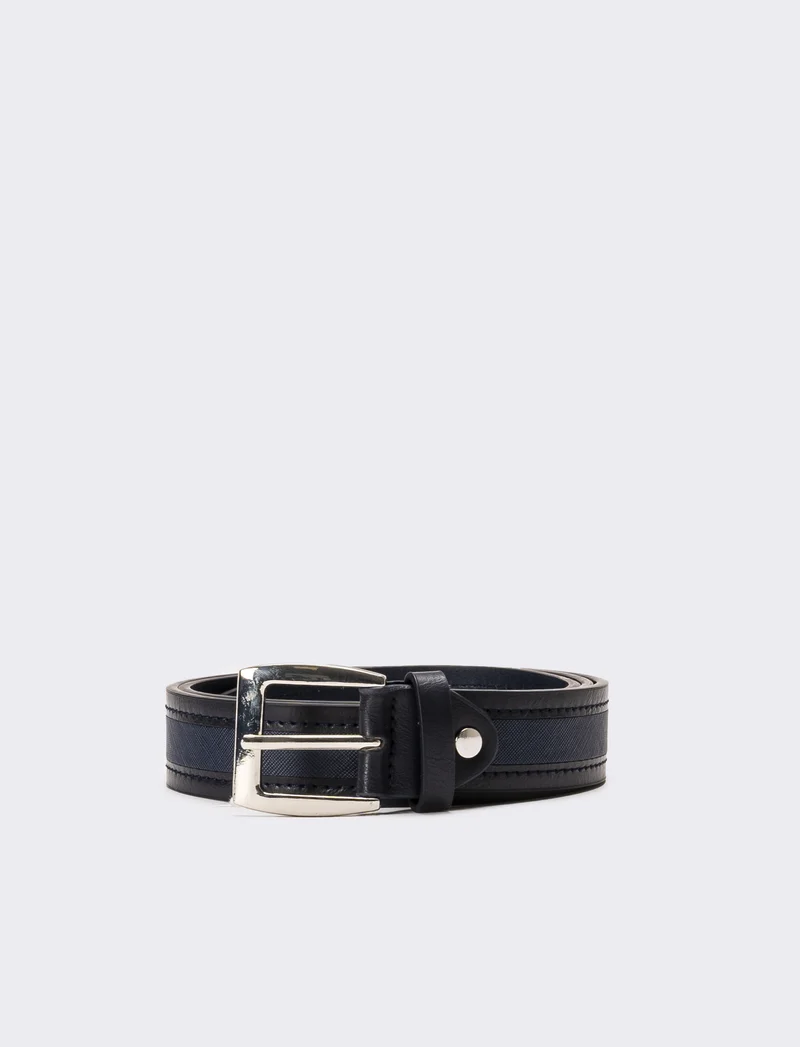 Cintura uomo saffiano e pvc - Blu