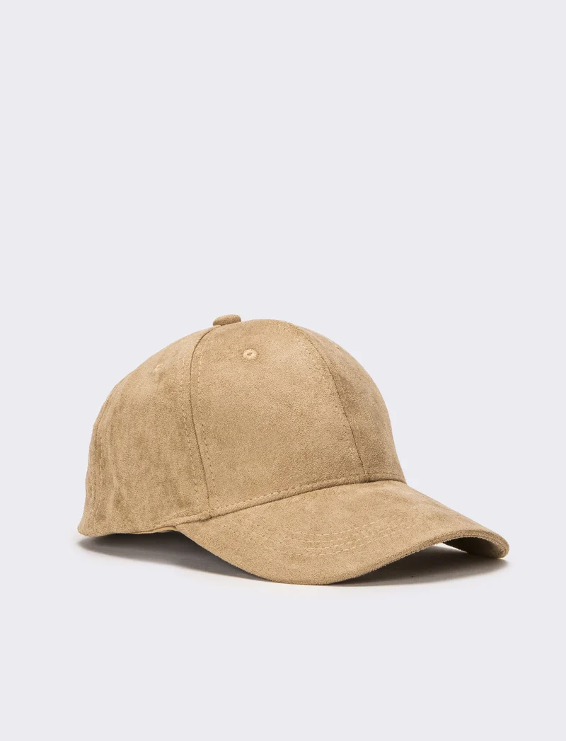 Cappello baseball uomo in suede - Beige