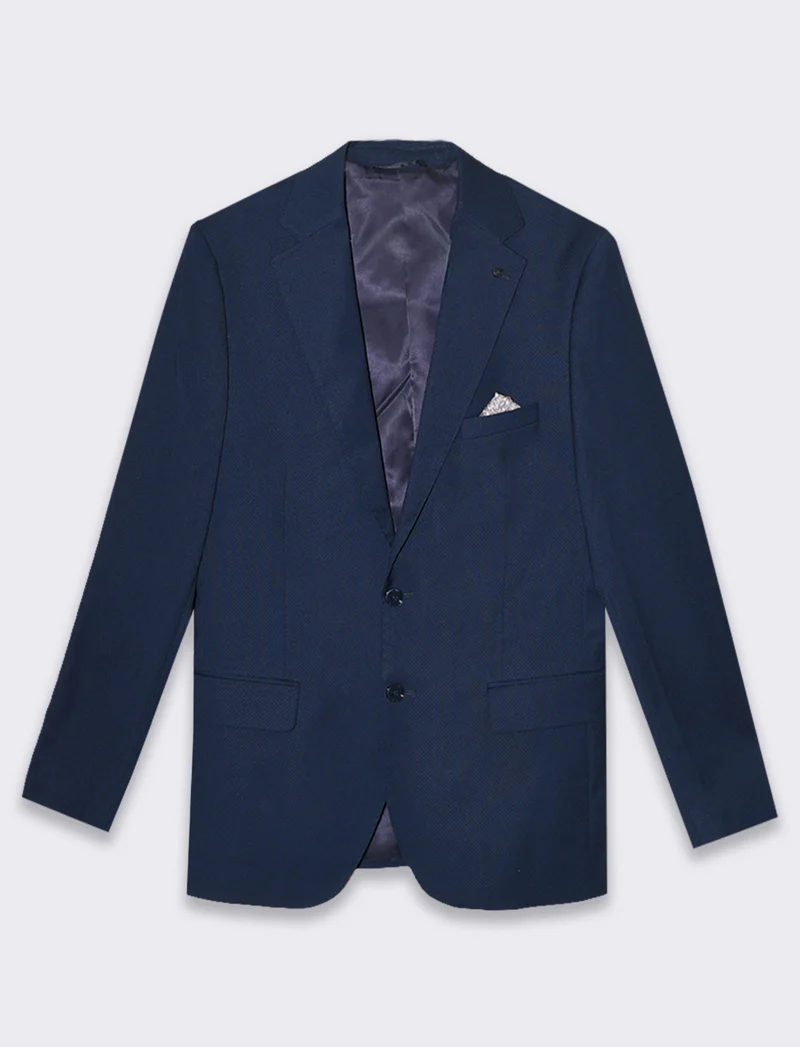 Blazer struttura jacquard da completo da uomo - Blu