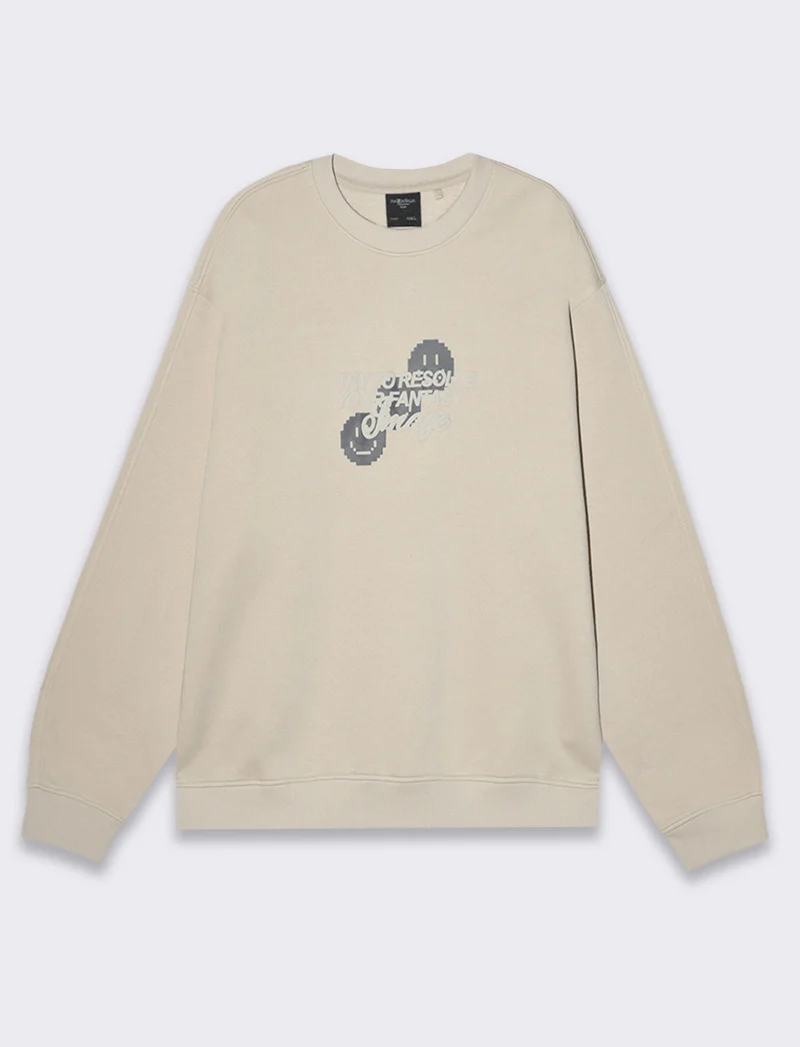 Felpa boxy fit girocollo con stampe da uomo - Grigio ghiaccio