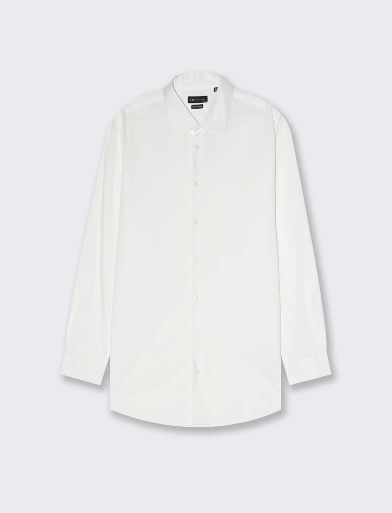 Camicia in popeline elasticizzata slim fit da uomo - Bianco