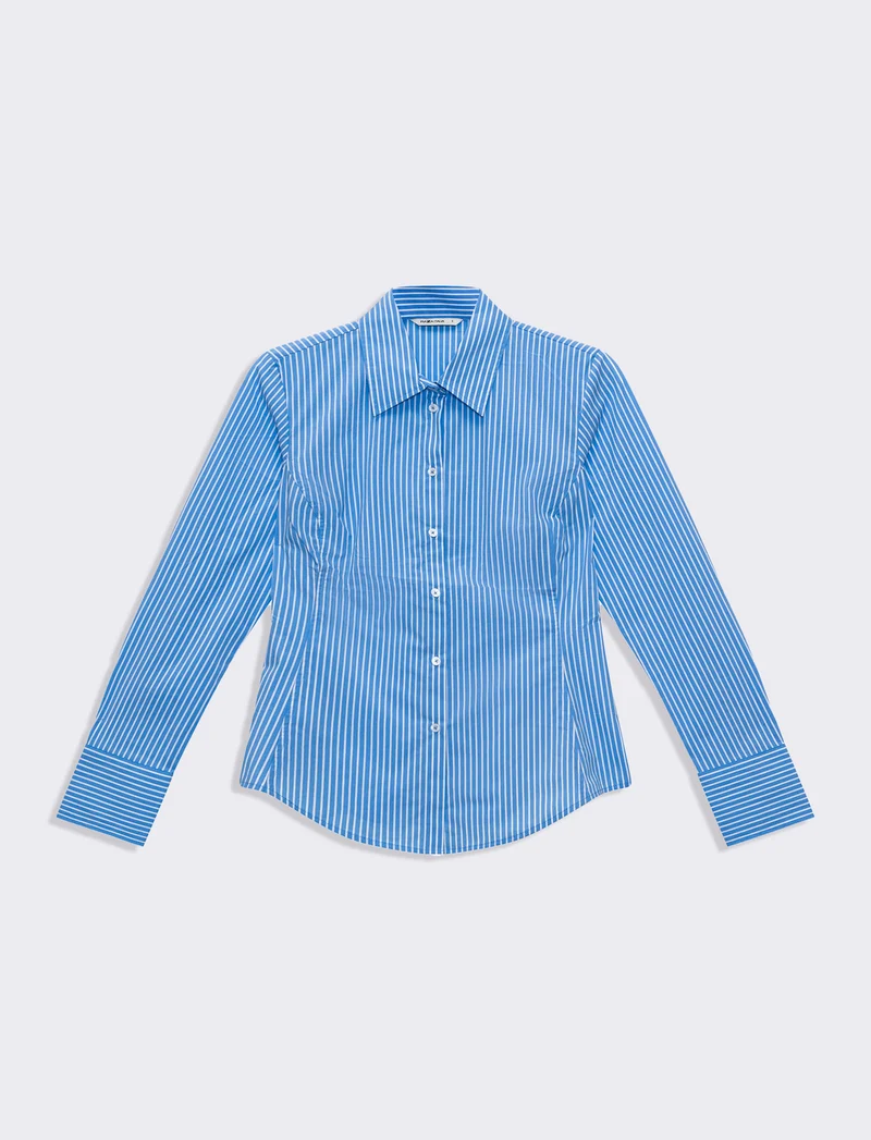 Camicia in tela elastica da donna - Celeste