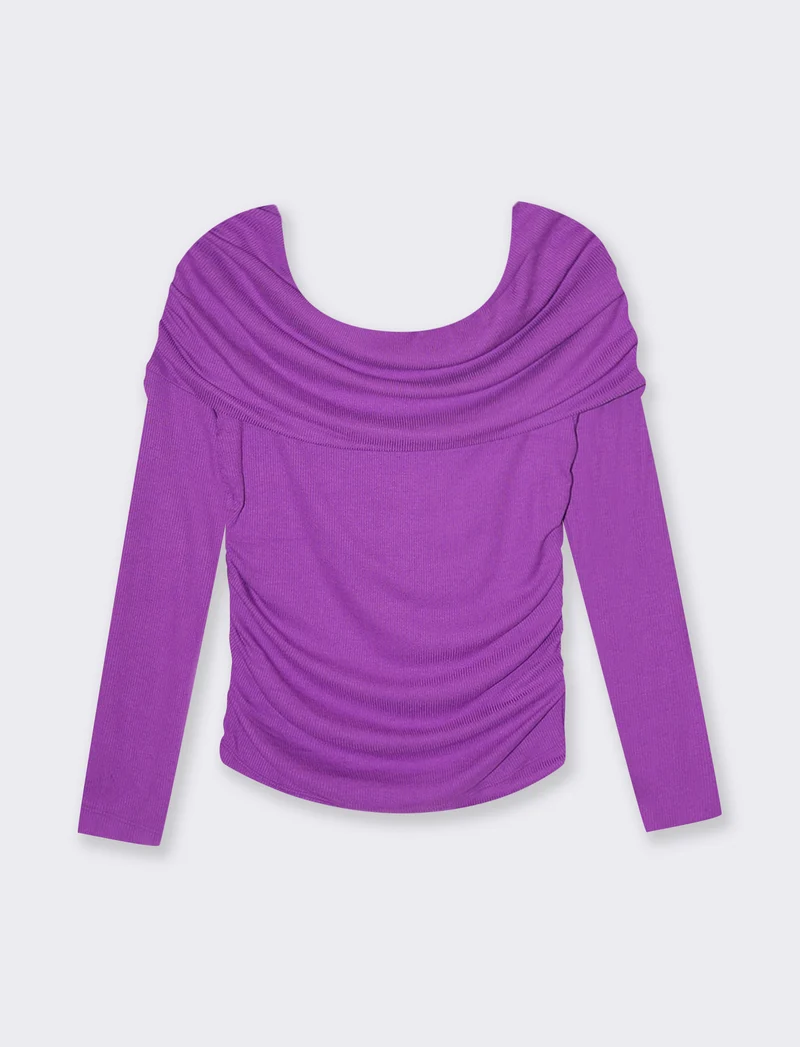T-shirt off shoulder da donna - Viola