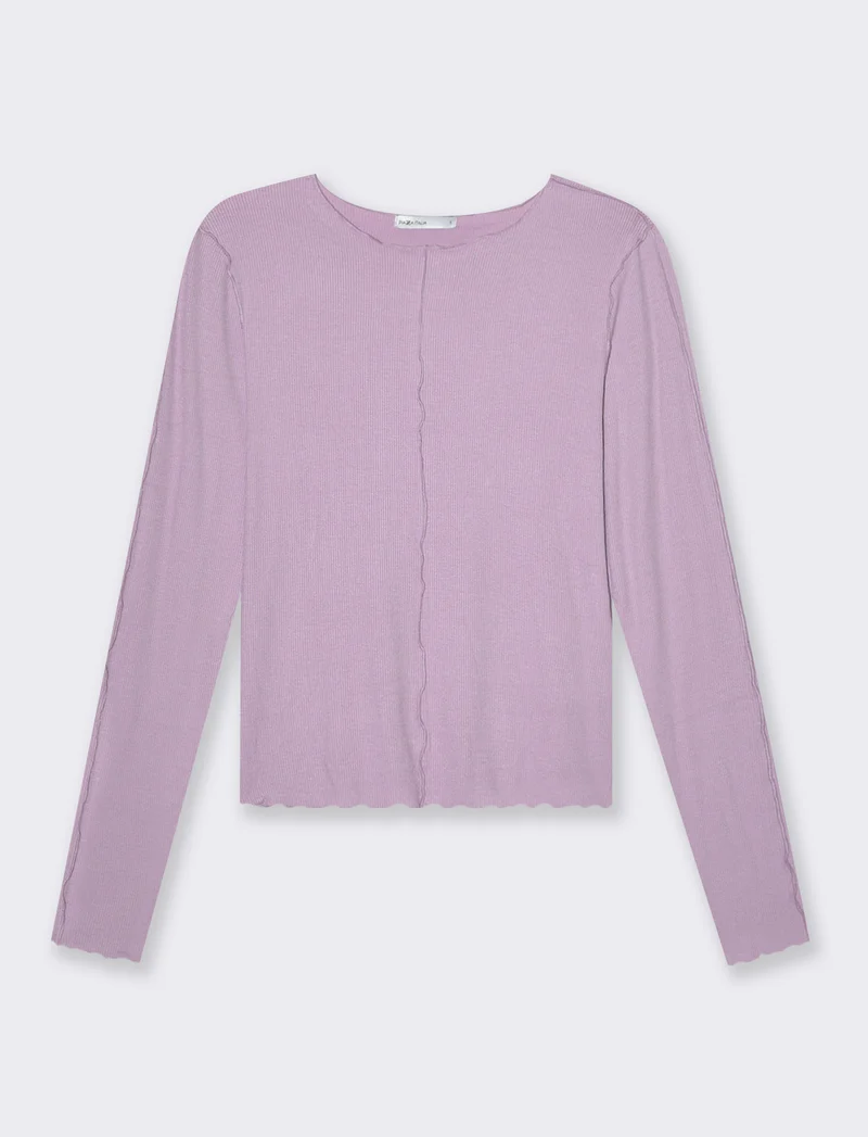 T-shirt a coste da donna - Lilla