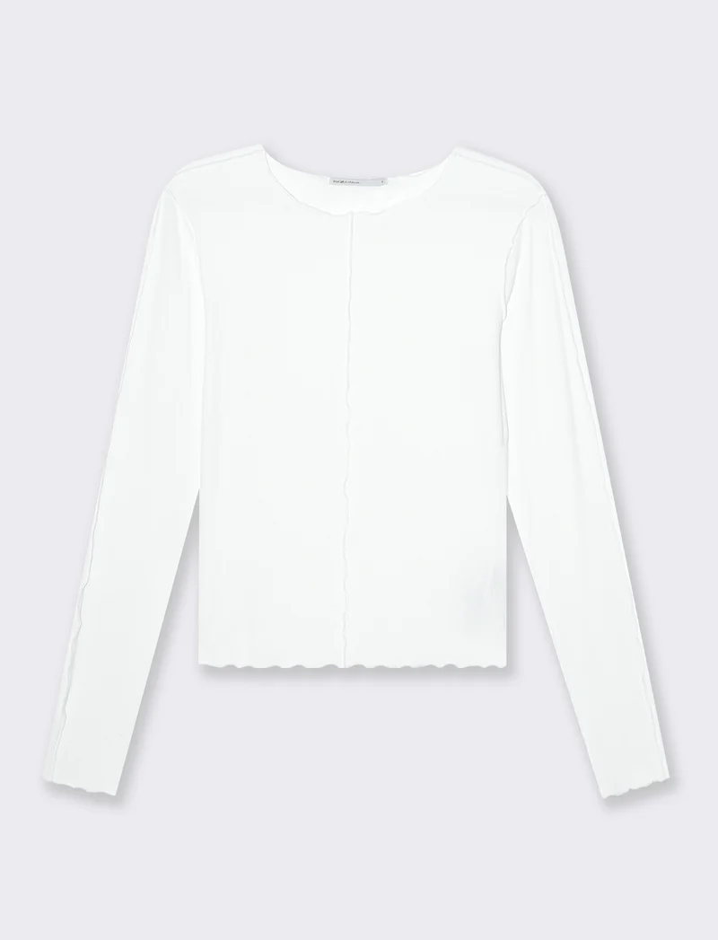 T-shirt a coste da donna - Bianco