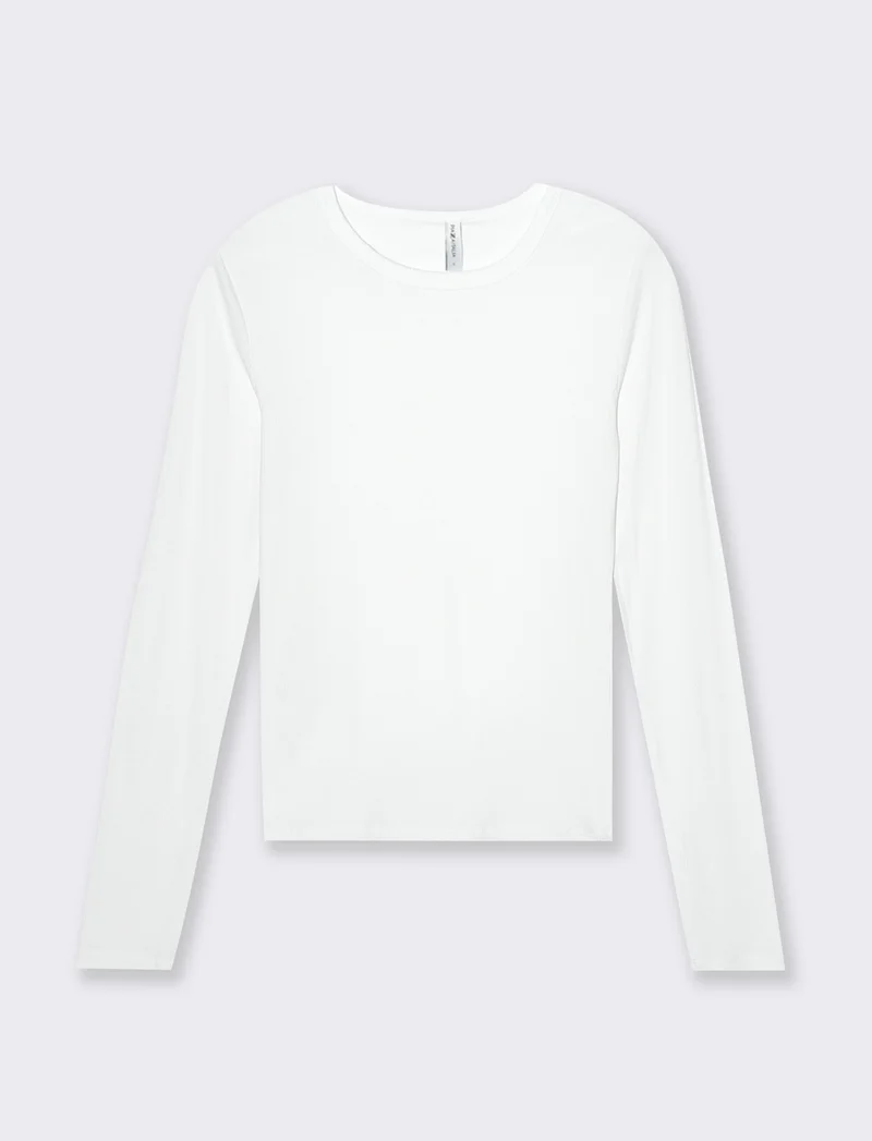 T-shirt basica a coste da donna - Bianco