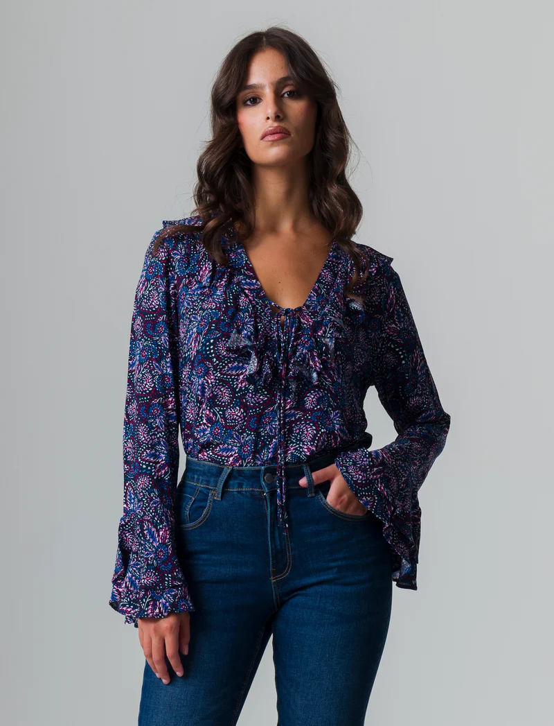 Casacca stampata con rouches da donna - var 1