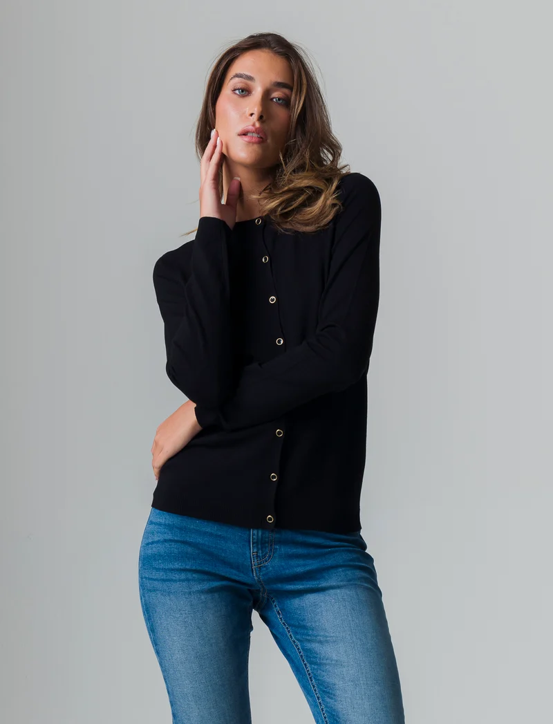 Cardigan basico da donna - Nero