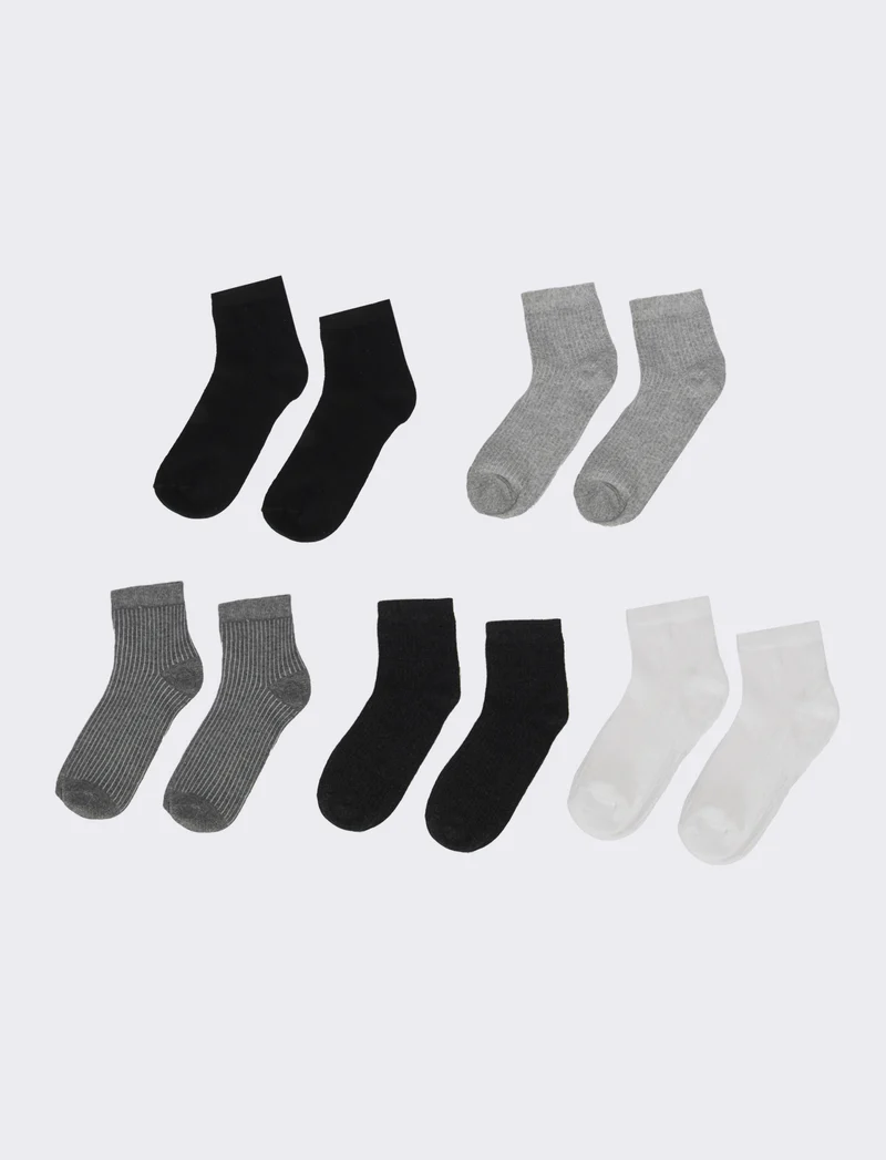 Calzini donna 5 paia con rib - Grigio