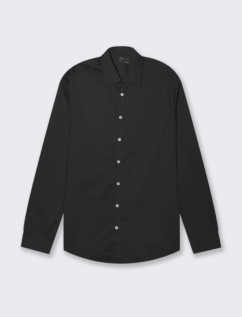 Camicia basic regular fit easy iron da uomo - Nero