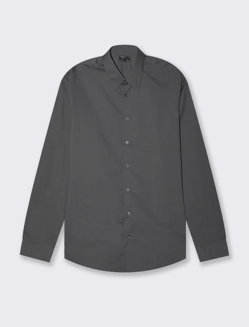 Camicia basic slim fit easy iron da uomo - Grigio piombo