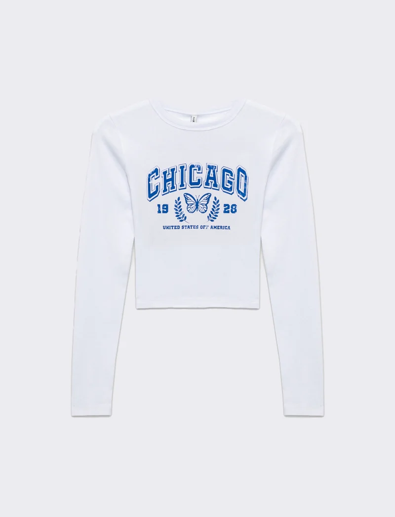 T-shirt crop manica lunga da donna - var 3