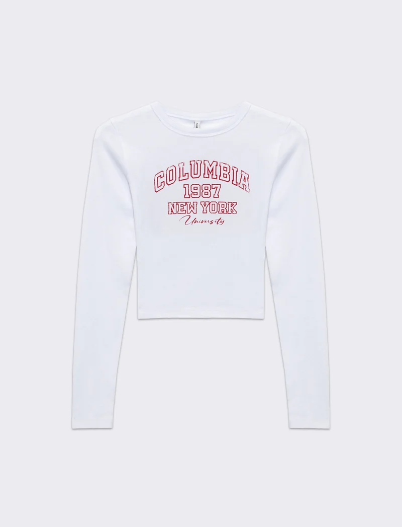 T-shirt crop manica lunga da donna - var 2