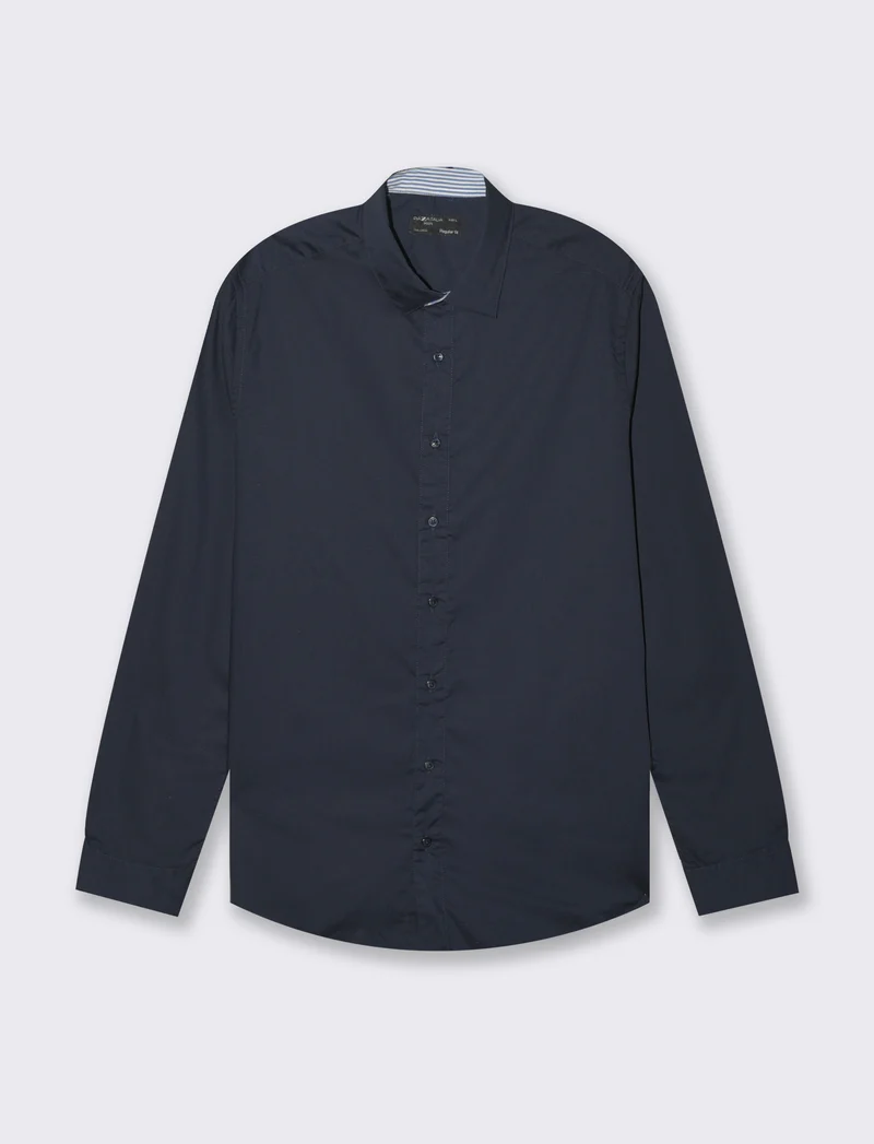 Camicia regular fit easy iron unita ed a fantasia da uomo - Blu