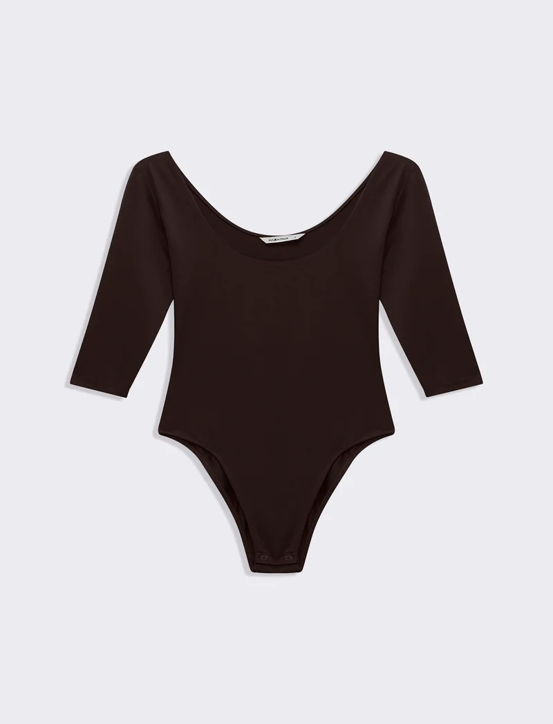 Body mezzamanica da donna - Marrone