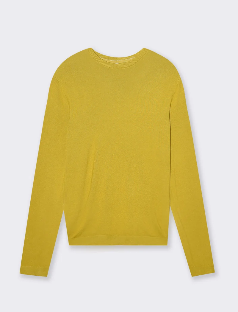 Maglia basica giro collo da donna - Mostarda