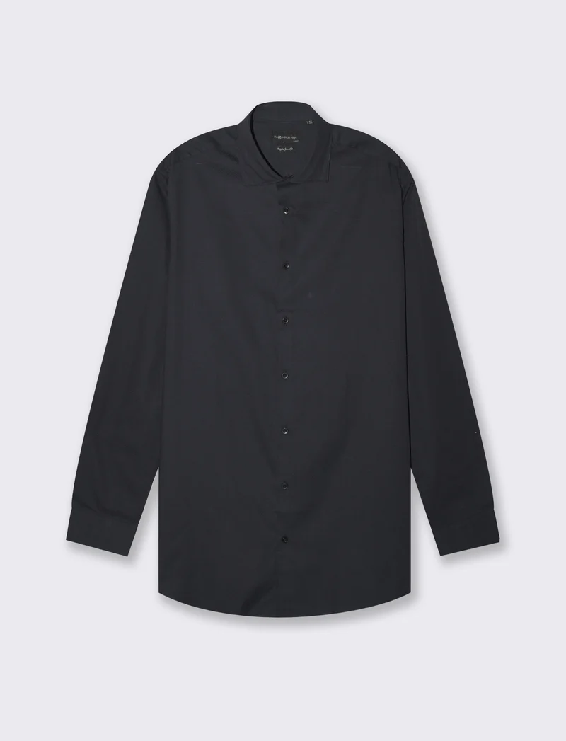 Camicia formal strutturata regular fit da uomo - Nero
