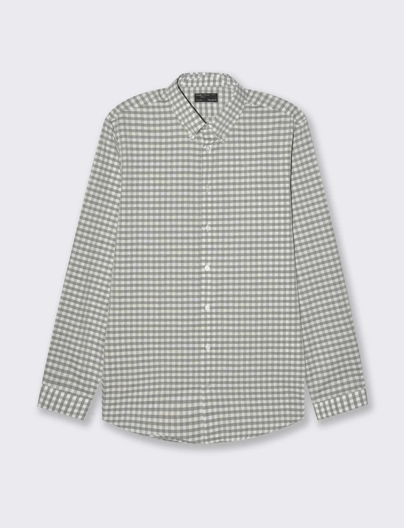 Camicia fantasia a quadri da uomo - Verde salvia