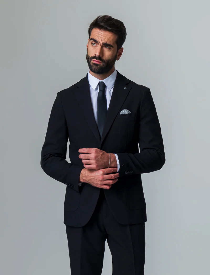 Blazer struttura micro waffel da completo da uomo - Blu