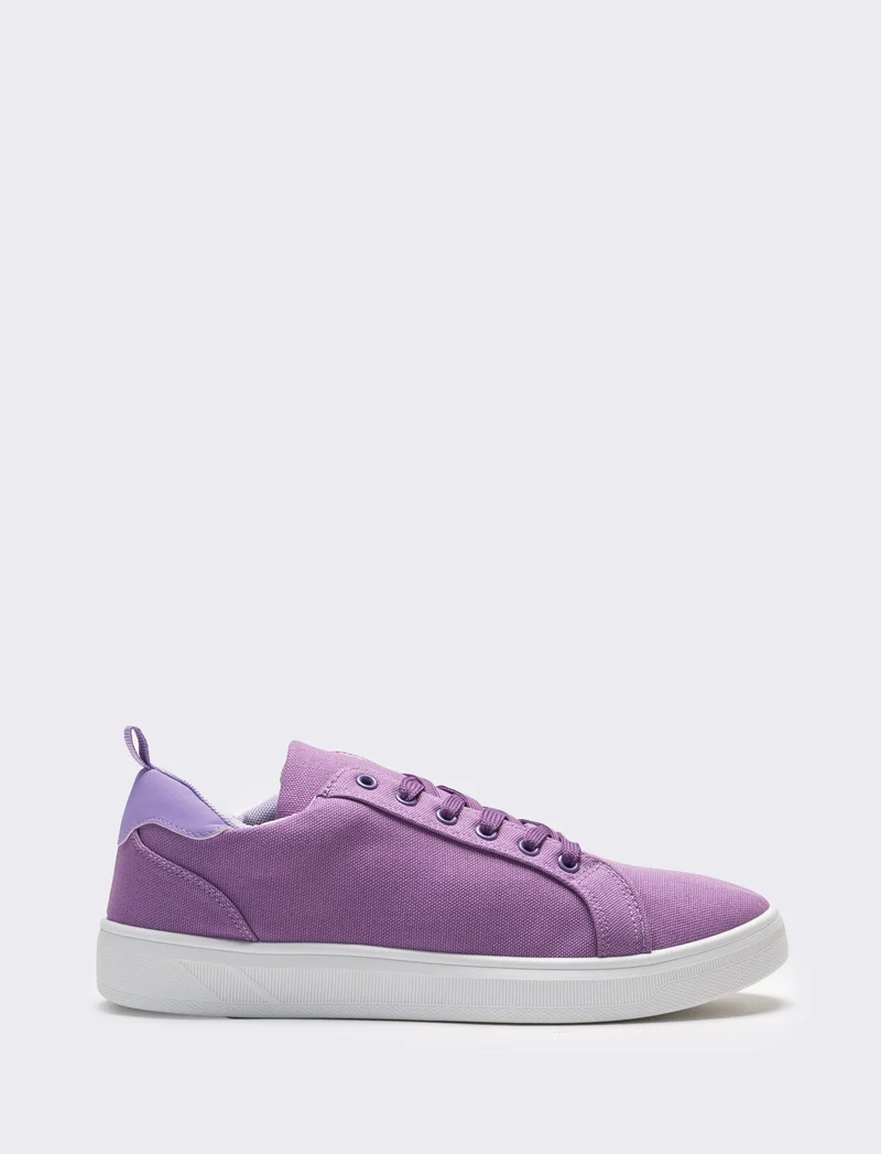 Sneakers da donna in canvas con riporti - Lilla
