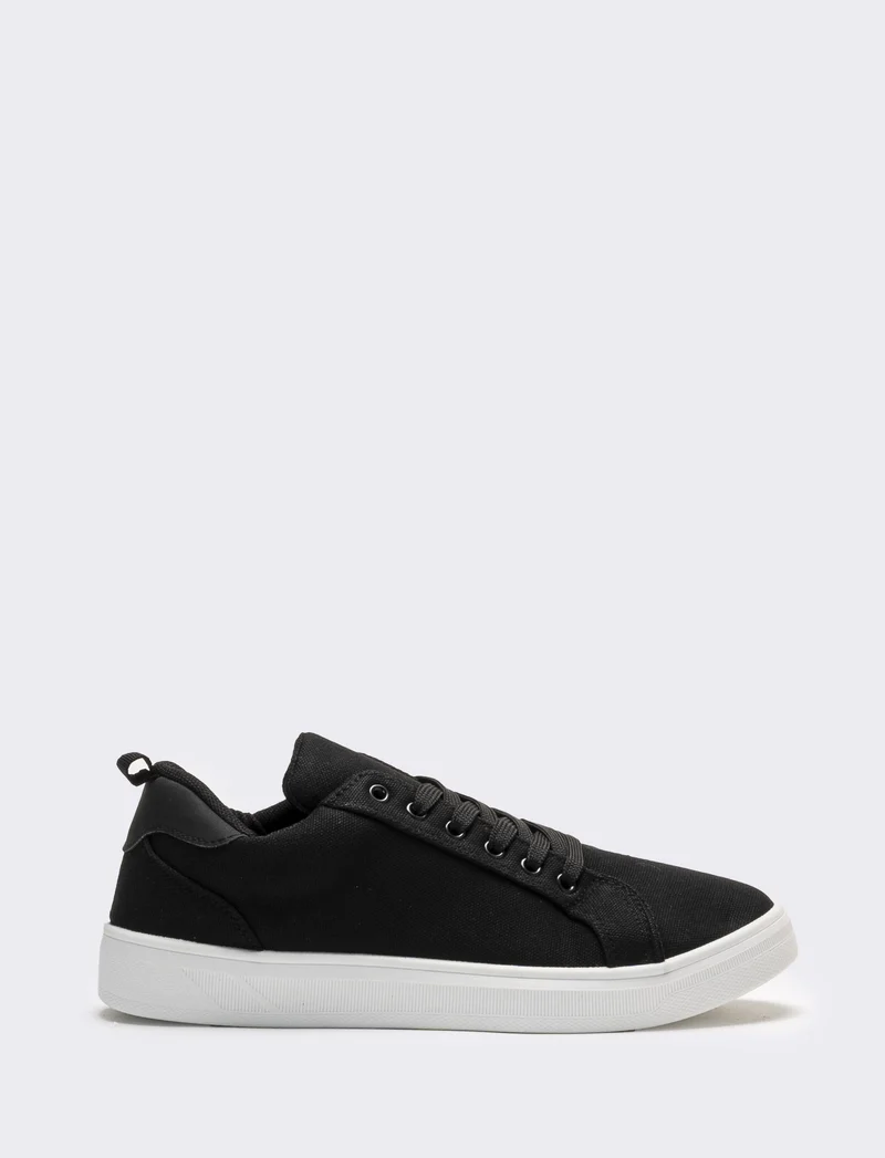 Sneakers da donna in canvas con riporti - Nero